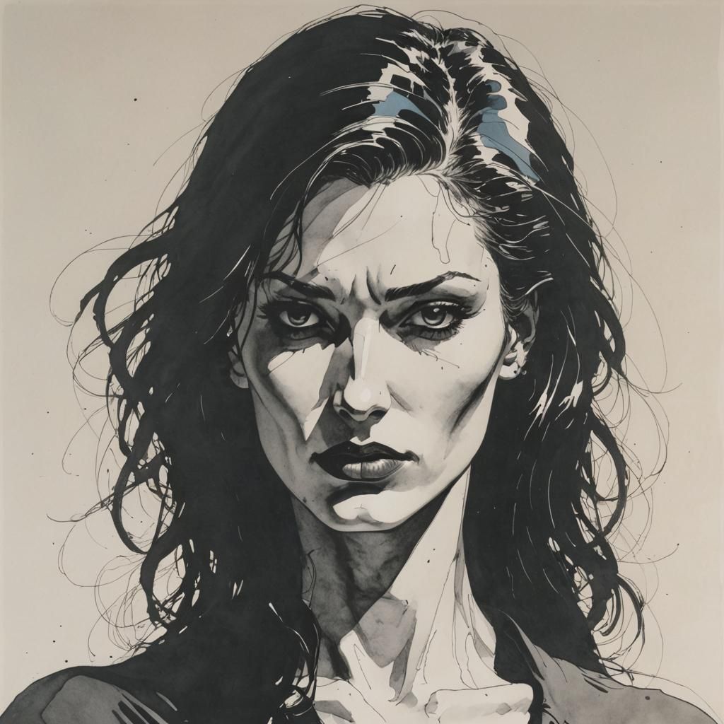 Woman in Frank Miller Comic Style