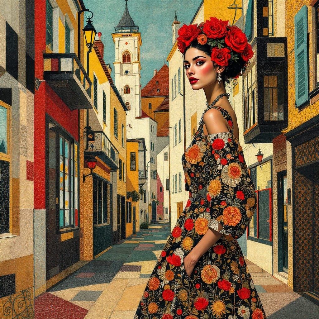 Klimt-Inspired Cubist Portrait in Eastern European Folk Art ...