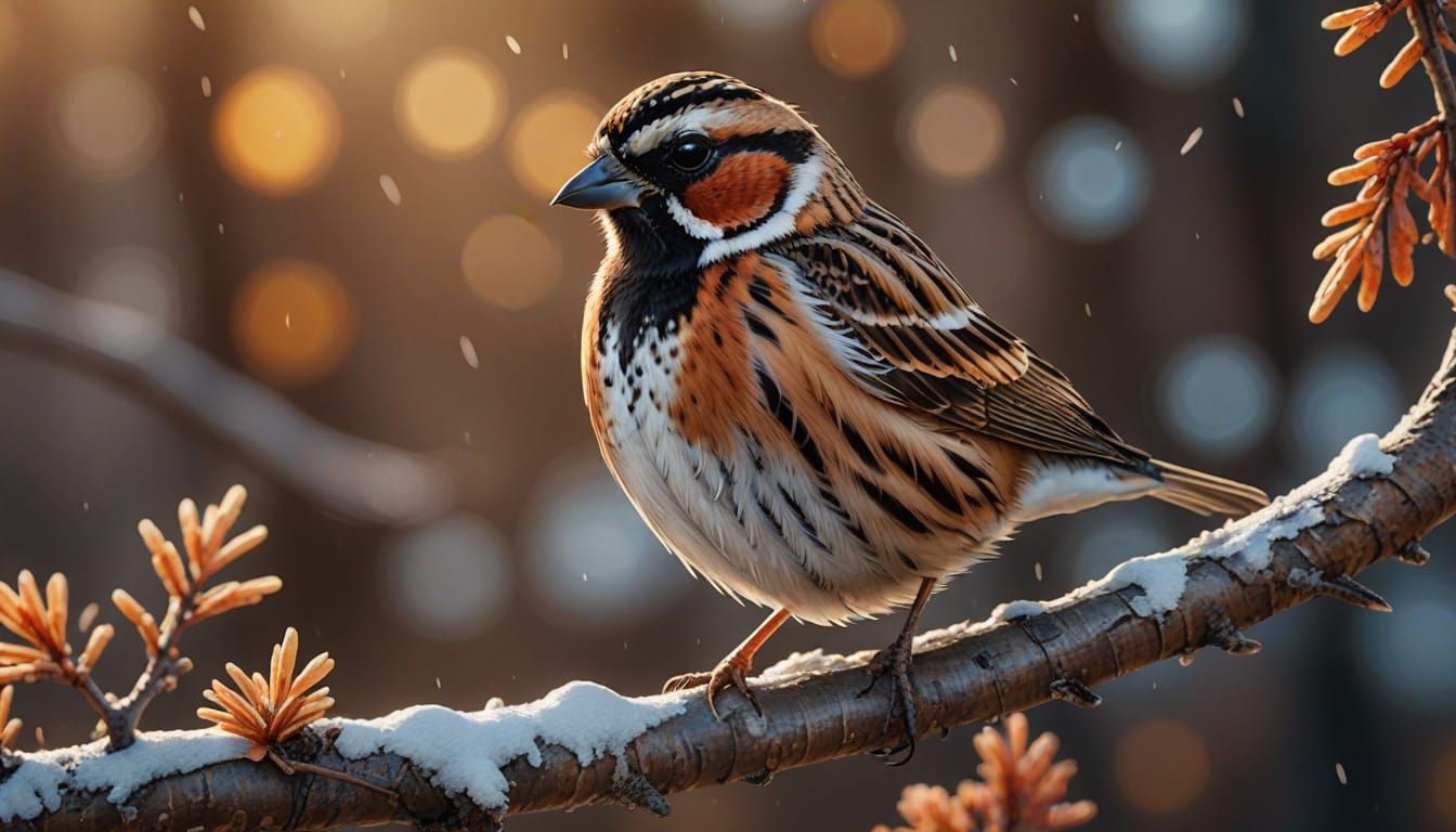 Lapland Longspur in Arctic, Splash Art Style