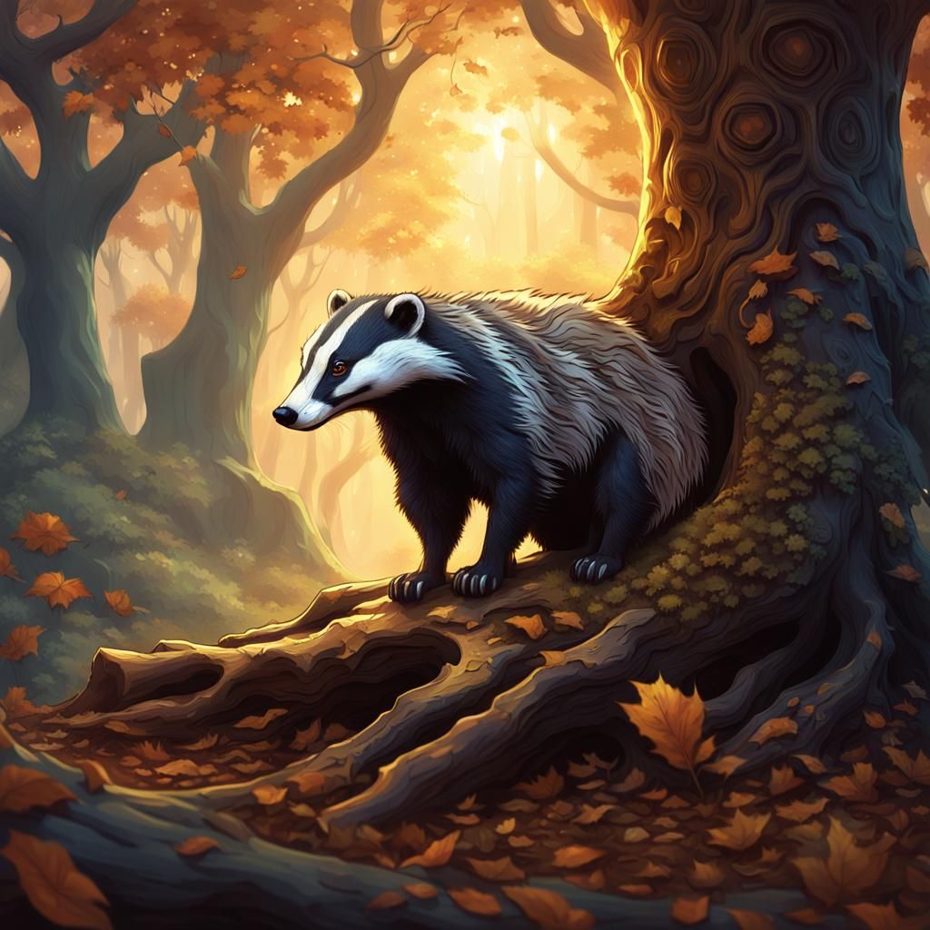 Vibrant Badger Holds Ancient Hex Bolt