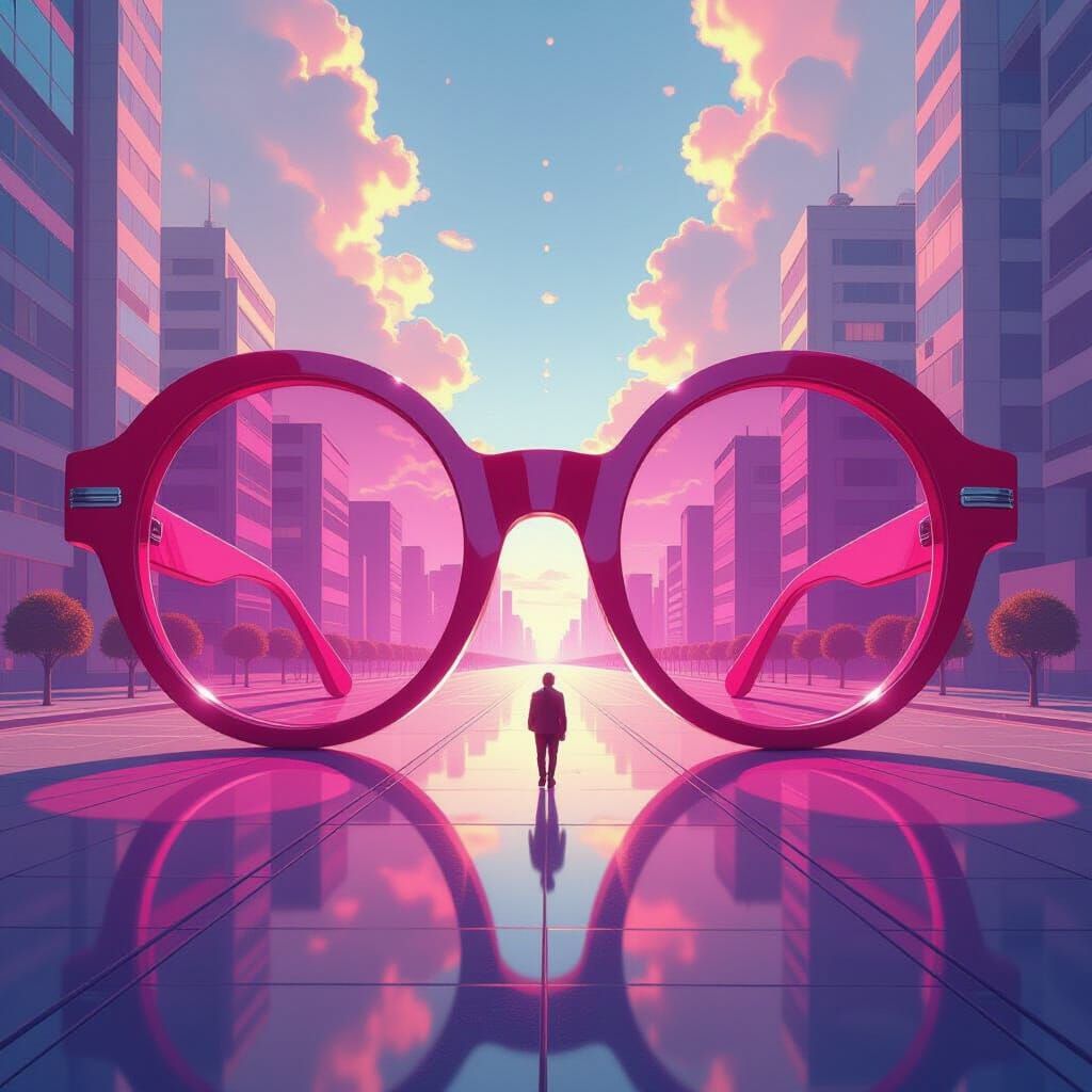 Giant Rose-Tinted Glasses View a Perfect World