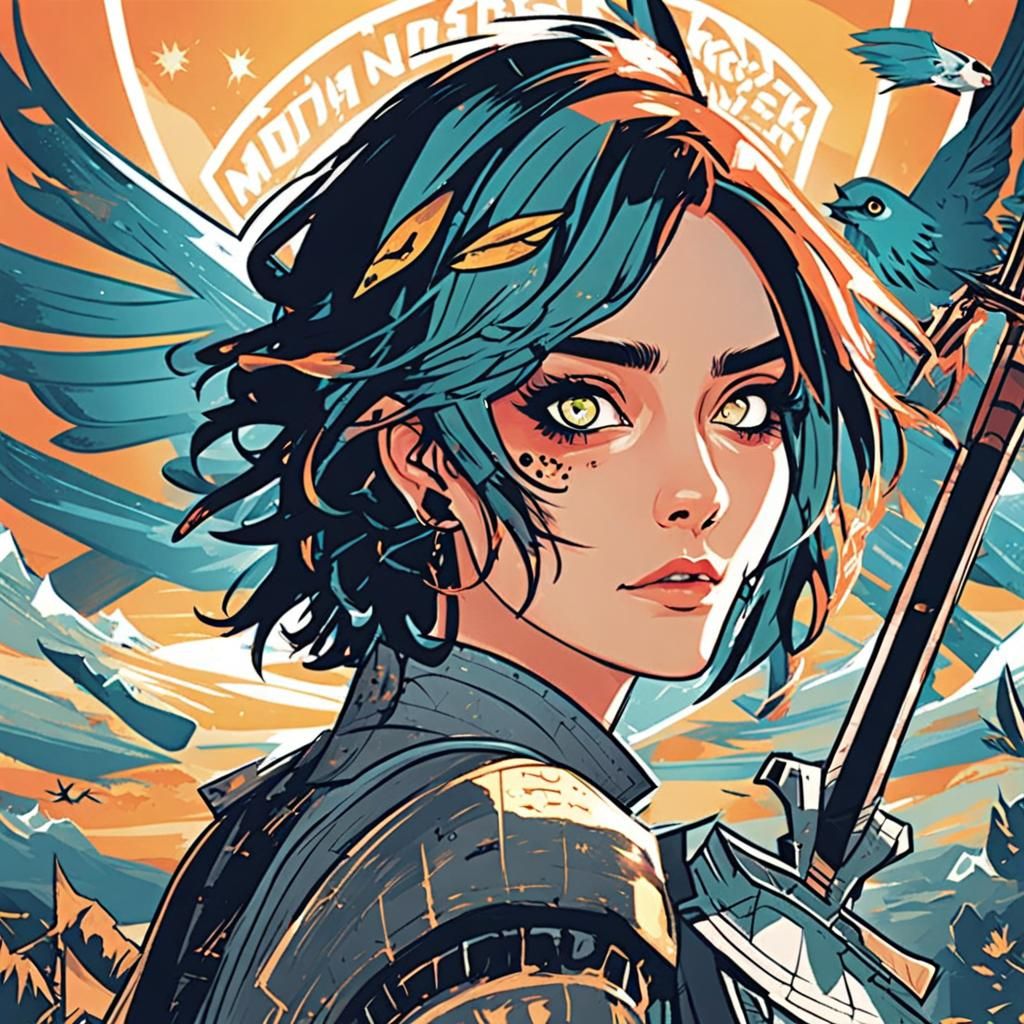 Joyful Girl in Sunny Room, Colorful Comic Book Style