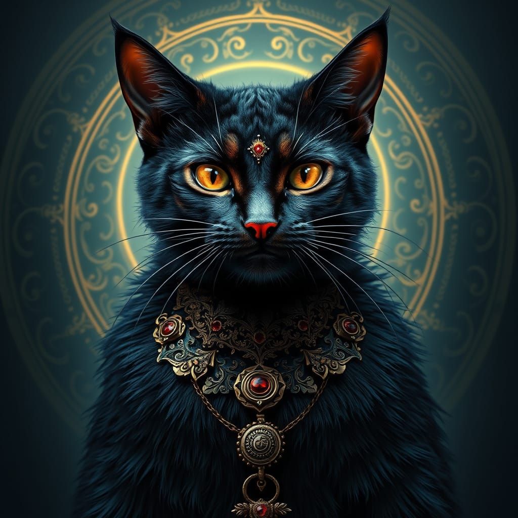 Majestic Dark Feline Embodiment of Virgo