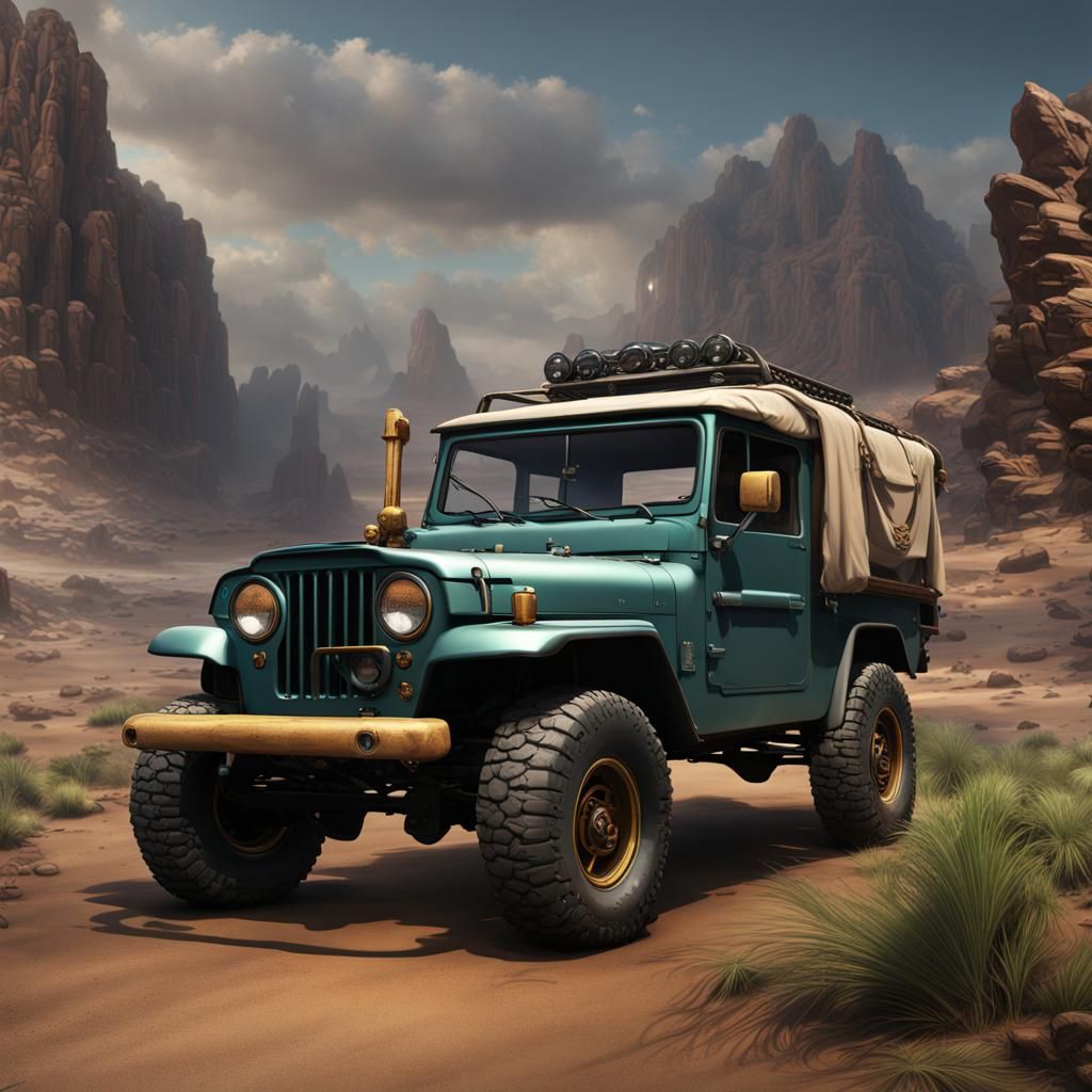Fantastical Jeep Landcruiser Truck in Detailed Matte Paintin...