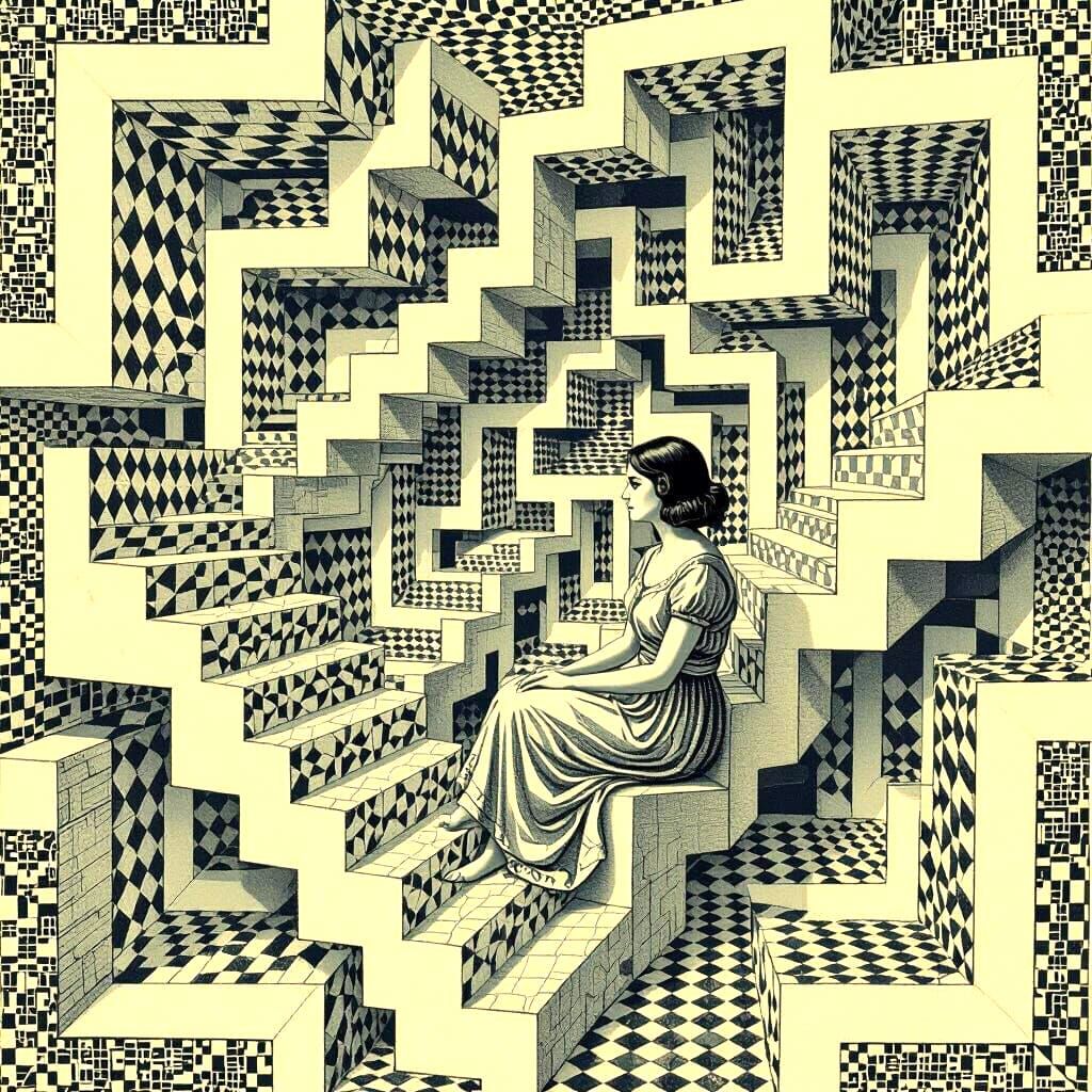 Escher-Inspired Montage of Impossible Geometry