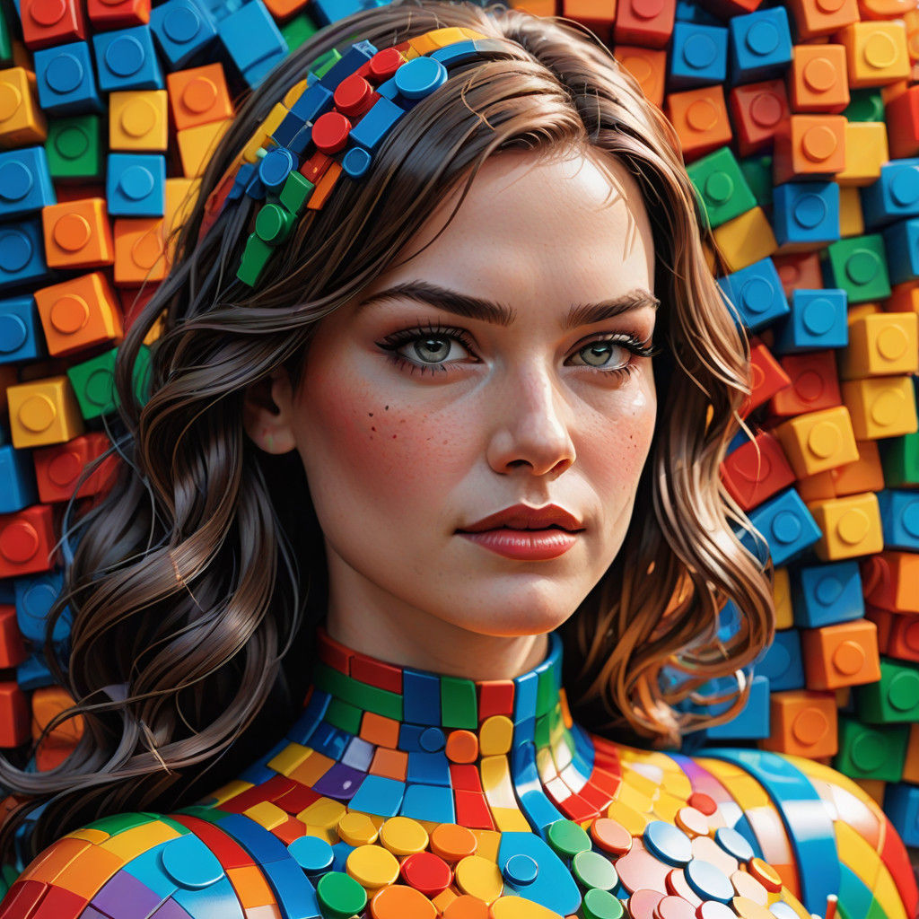 Lego Fantasy Corset Portrait in Vibrant Colors