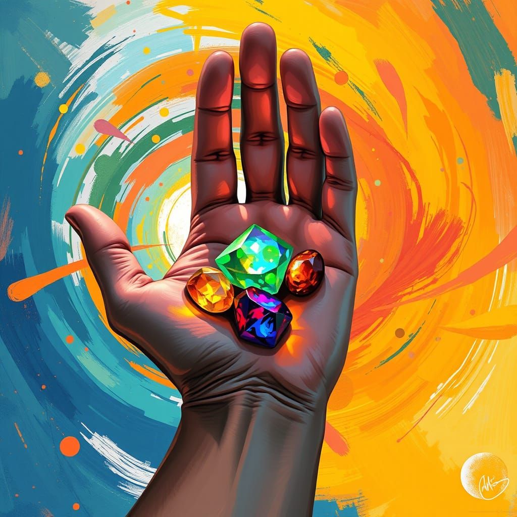 Chakra Stones in Abstract Painting