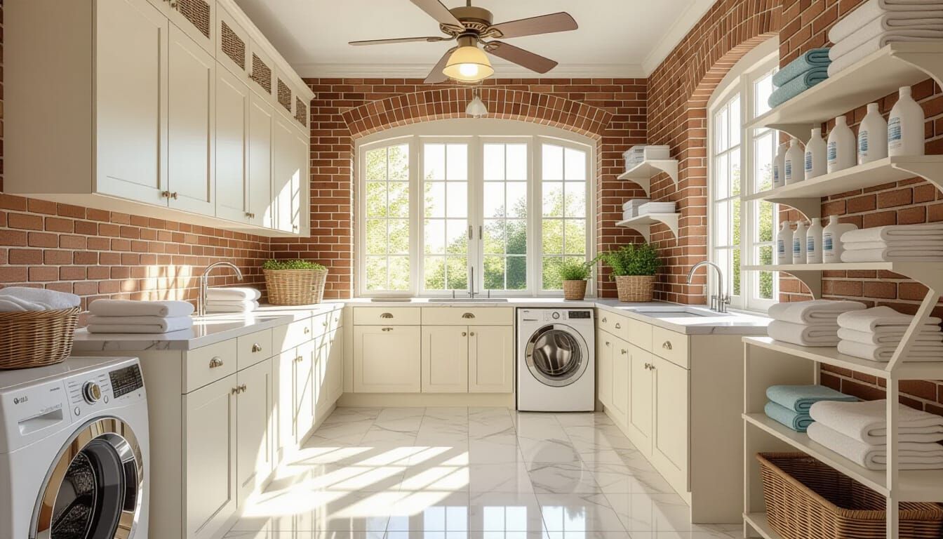Vibrant Victorian Laundry Room with Glass Walls