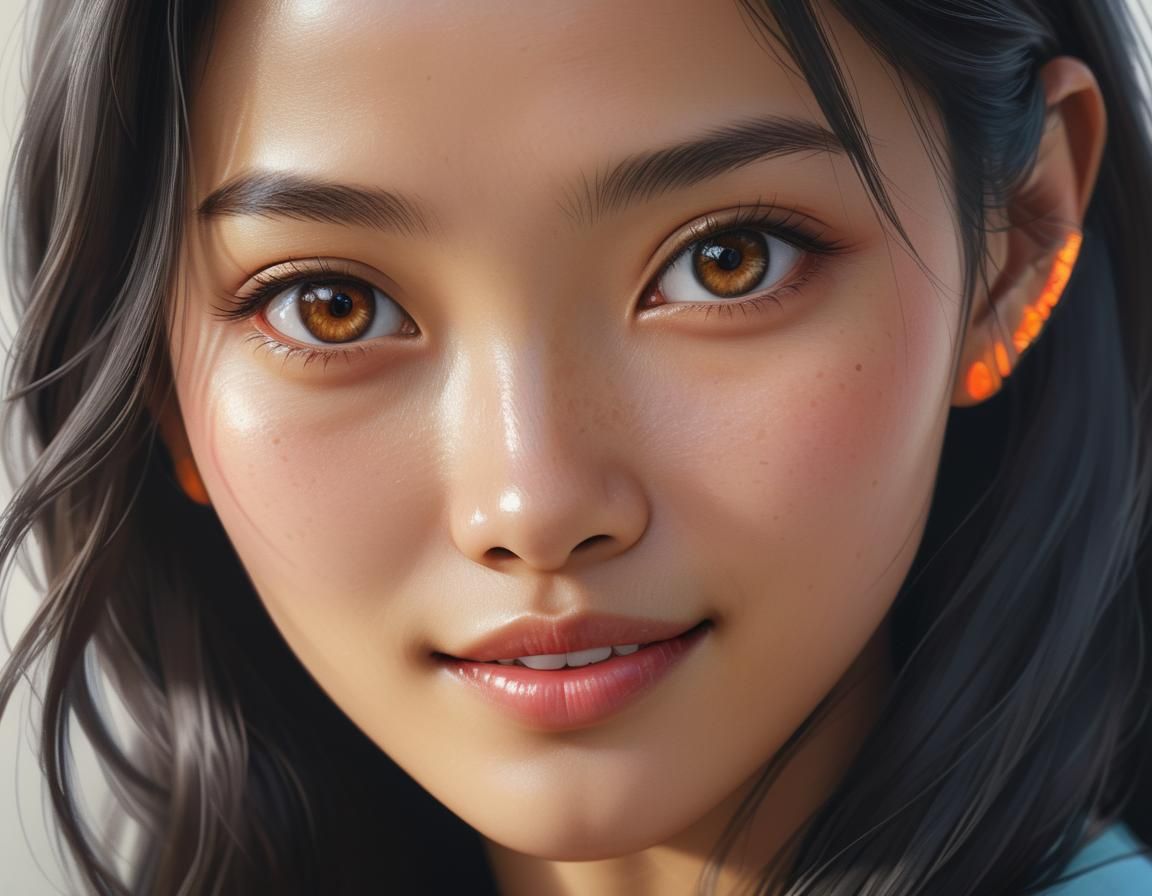 Hyperrealistic Portrait of a Confident Filipina Woman