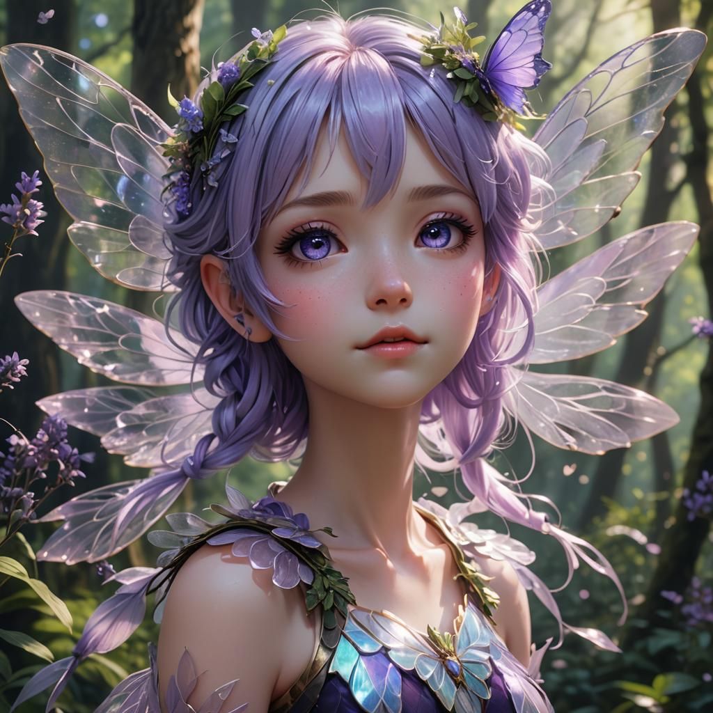 Cute Fairy Girl Portrait in Anime Style