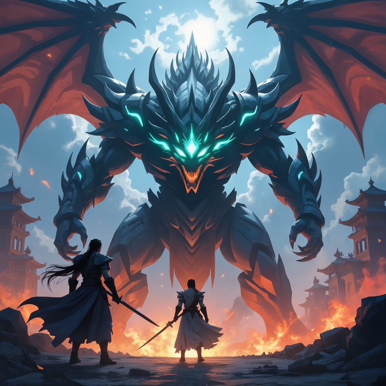 Anime Warrior Summons Spirit Dragon vs. Mecha