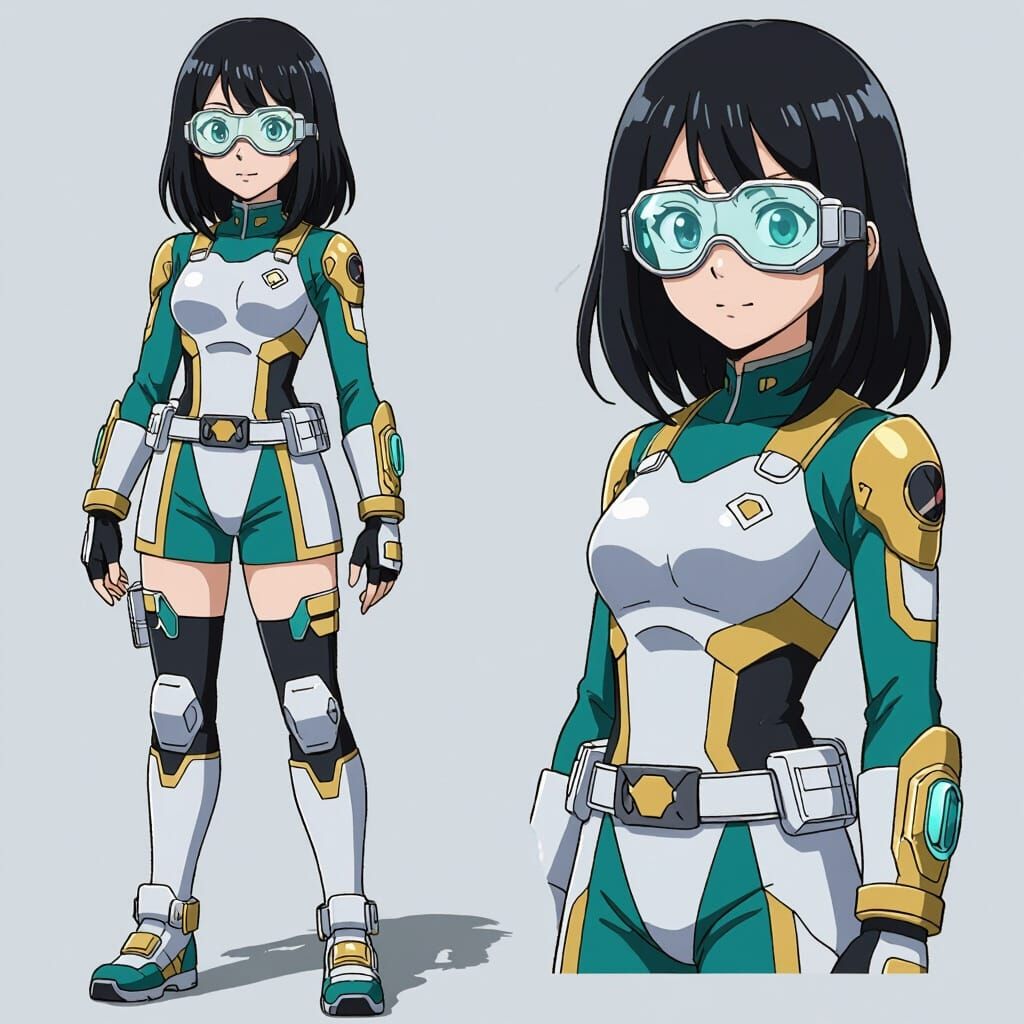 MHA Student Concept Art with White and Cyan Costume