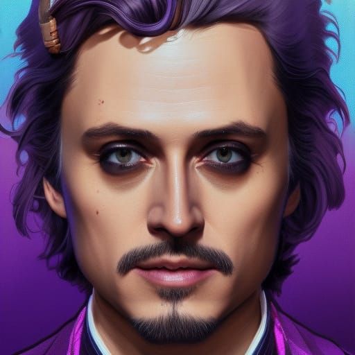 Willy Wonka Portrait in Art Nouveau Style