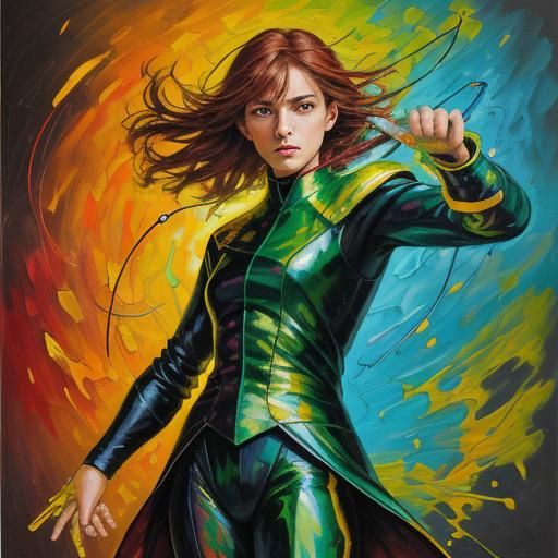 Confident Woman in Neo-Impressionist Expressionist Oil Paint...