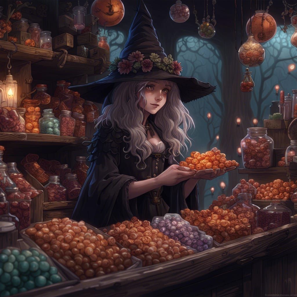 Intricate Digital Art: Witch's Candy Shop