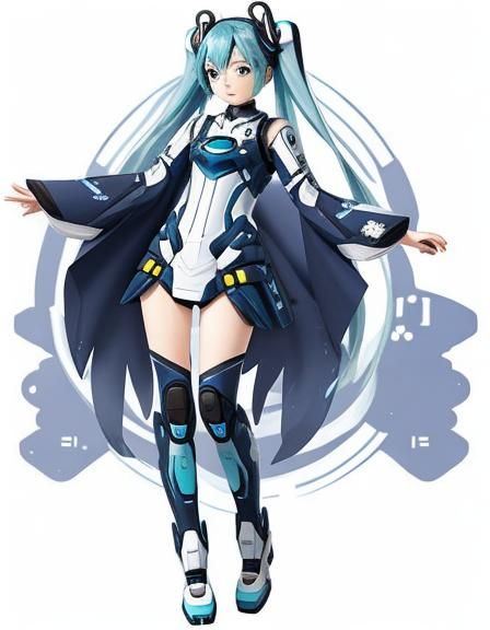 Sci-Fi Japanese Miku Character Design in Cute Style