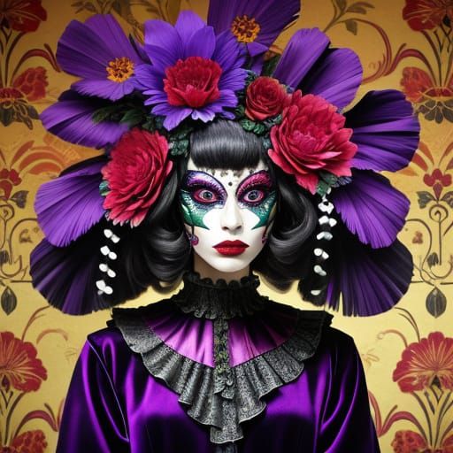 Psycho Flowery Carnevale Abstract Art