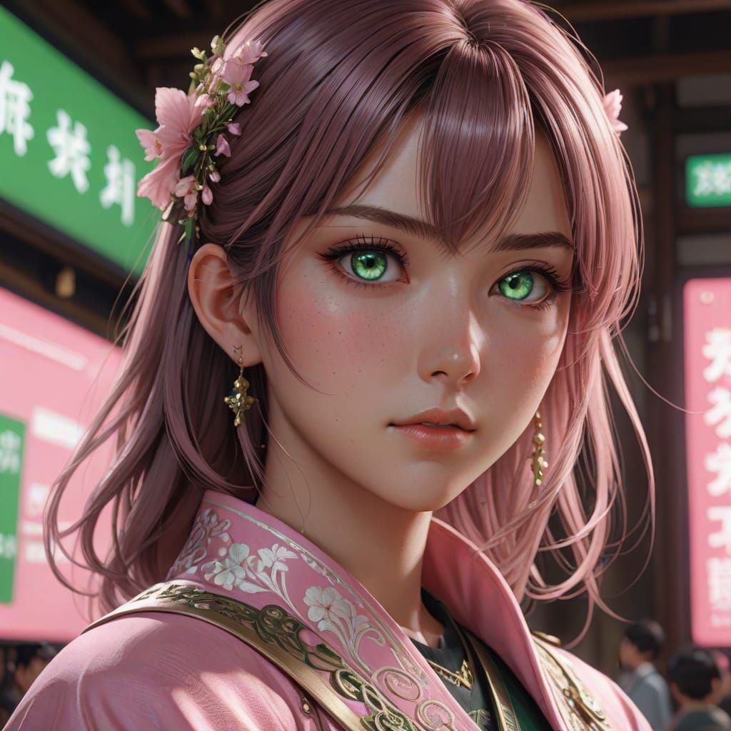 Breathtaking Anime Girl with Marvalesque Green Eyes