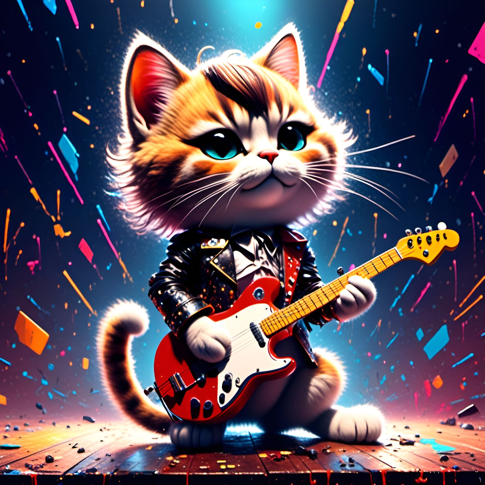 Chibi Cat as Freddie Mercury on Stage