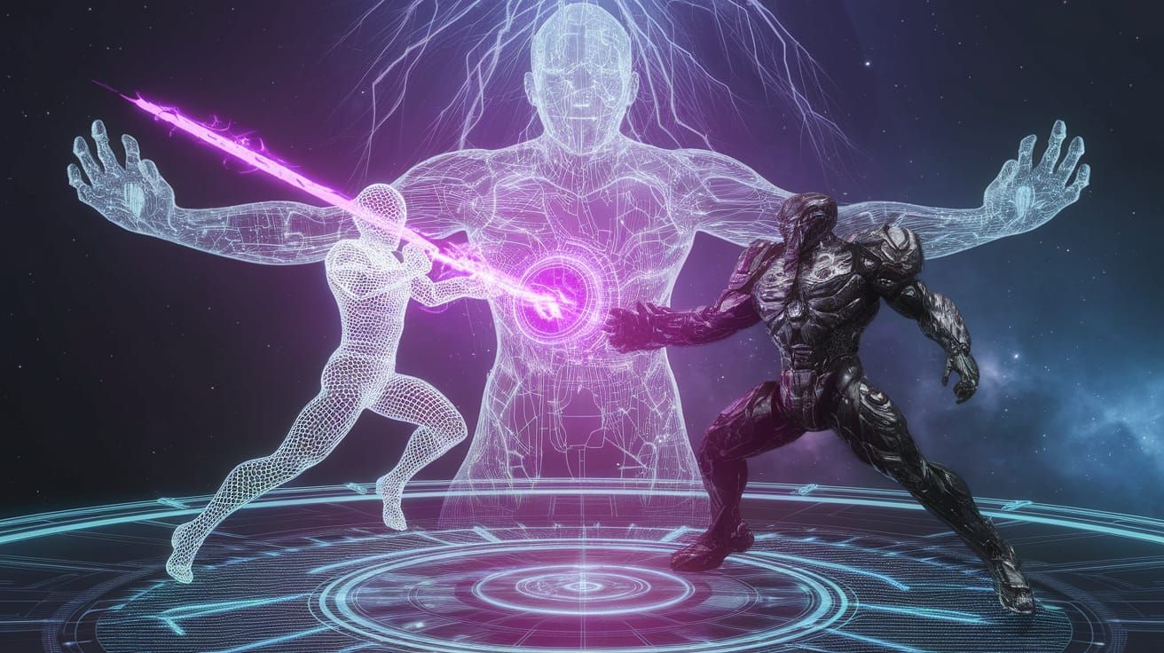 Cyberpunk Space Warriors Clash in Epic Battle