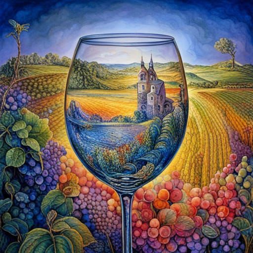 Wine Glass Vineyard: Fantasy Art