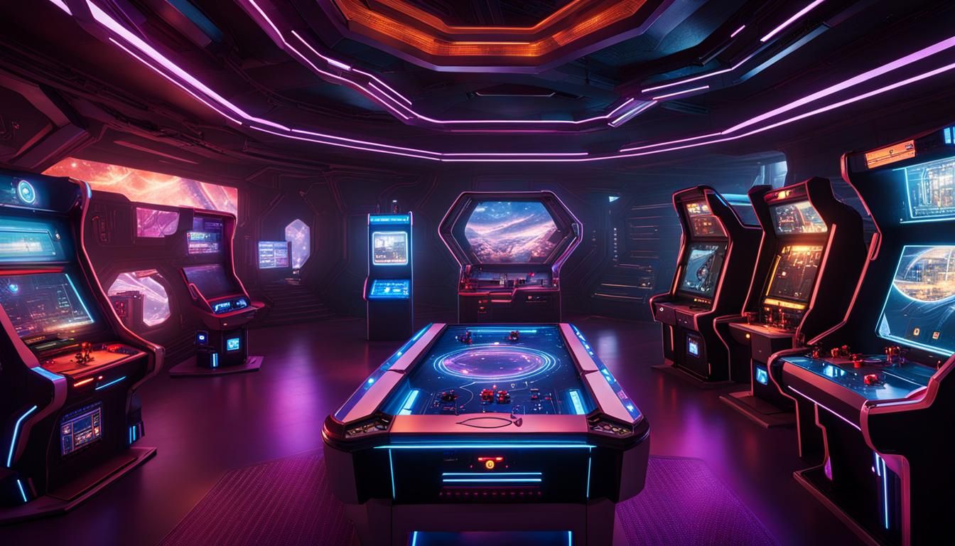 Cyberpunk Arcade in Space Station