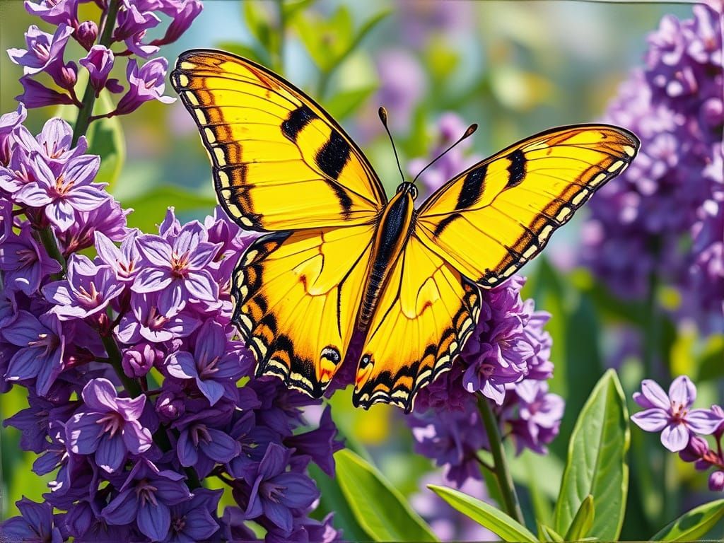 Tiger Swallowtail Butterfly in Impasto Style