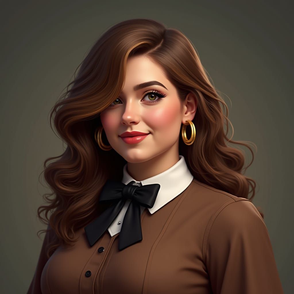 Plus Size English Teacher Portrait with Vibrant Hair