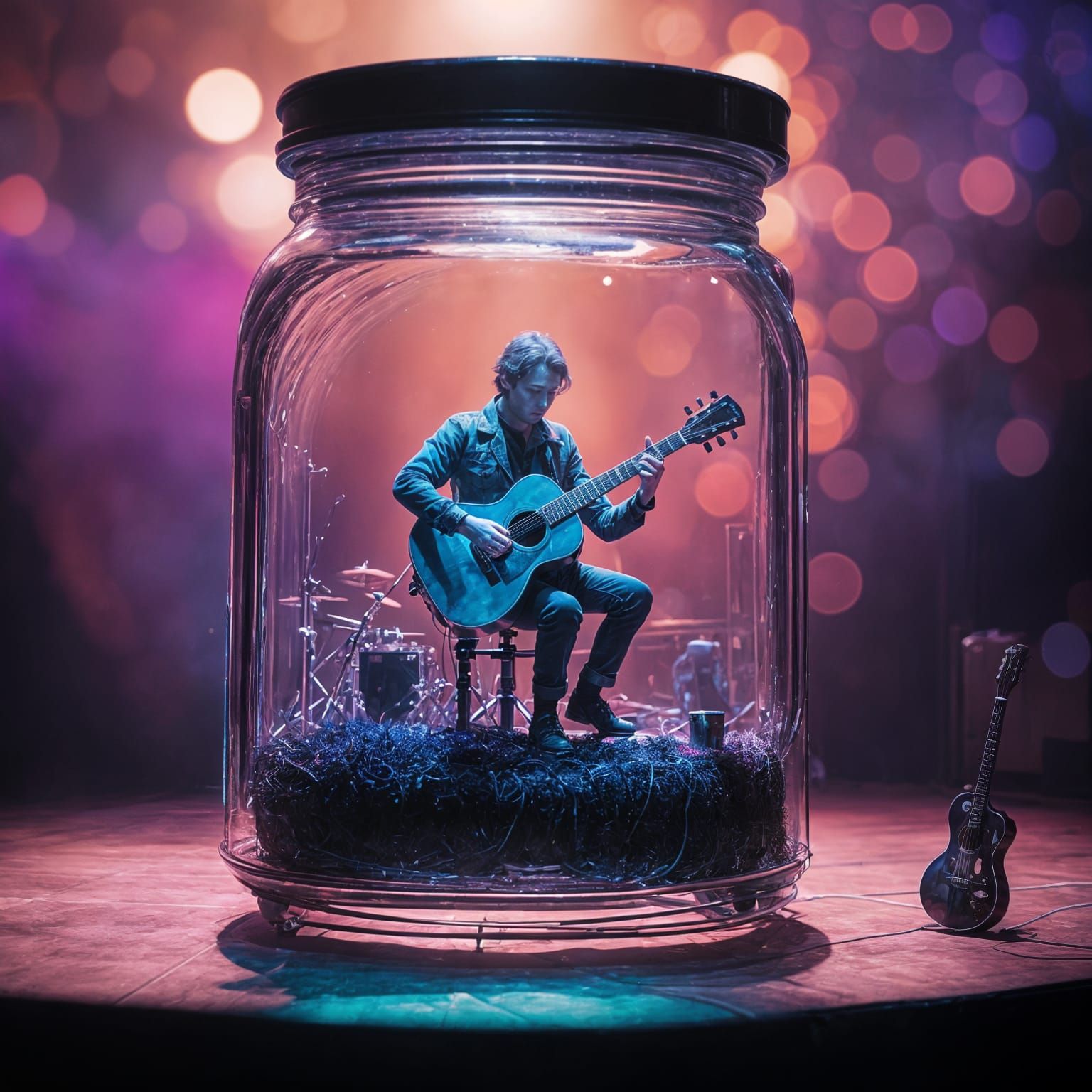 Concert Stage Encapsulated Inside a Glass Jar
