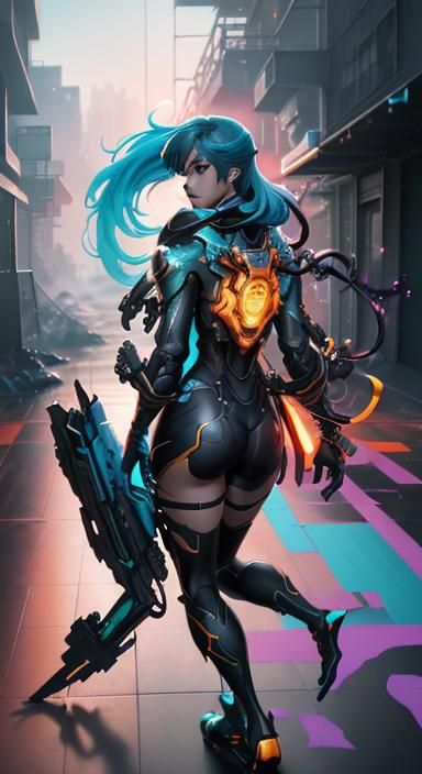 Nintendo Switch Girl in Anime Cyberpunk Style