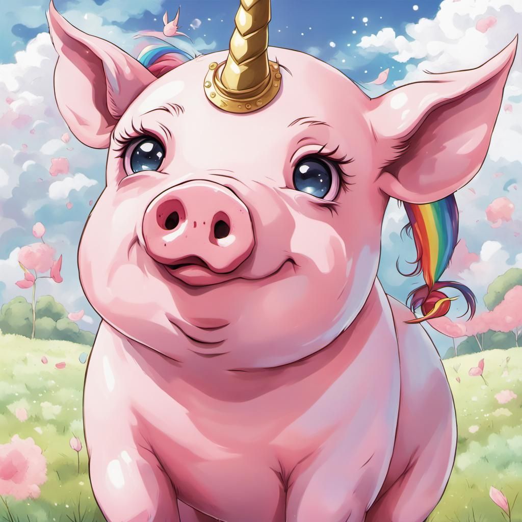Anime Style: Pig-Unicorn Fantasy Creature