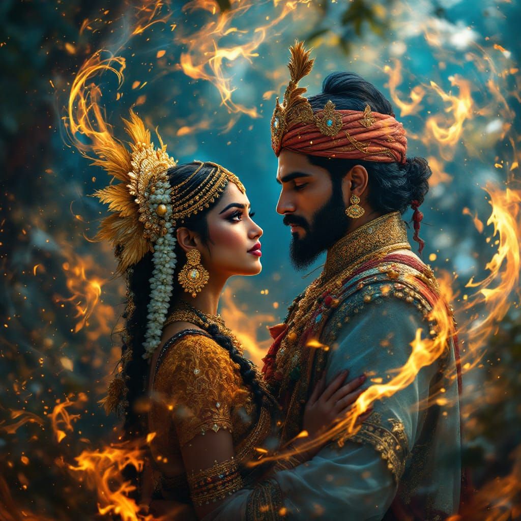 Malayalee Woman and Rajput Man: A Love Story as Digital Art