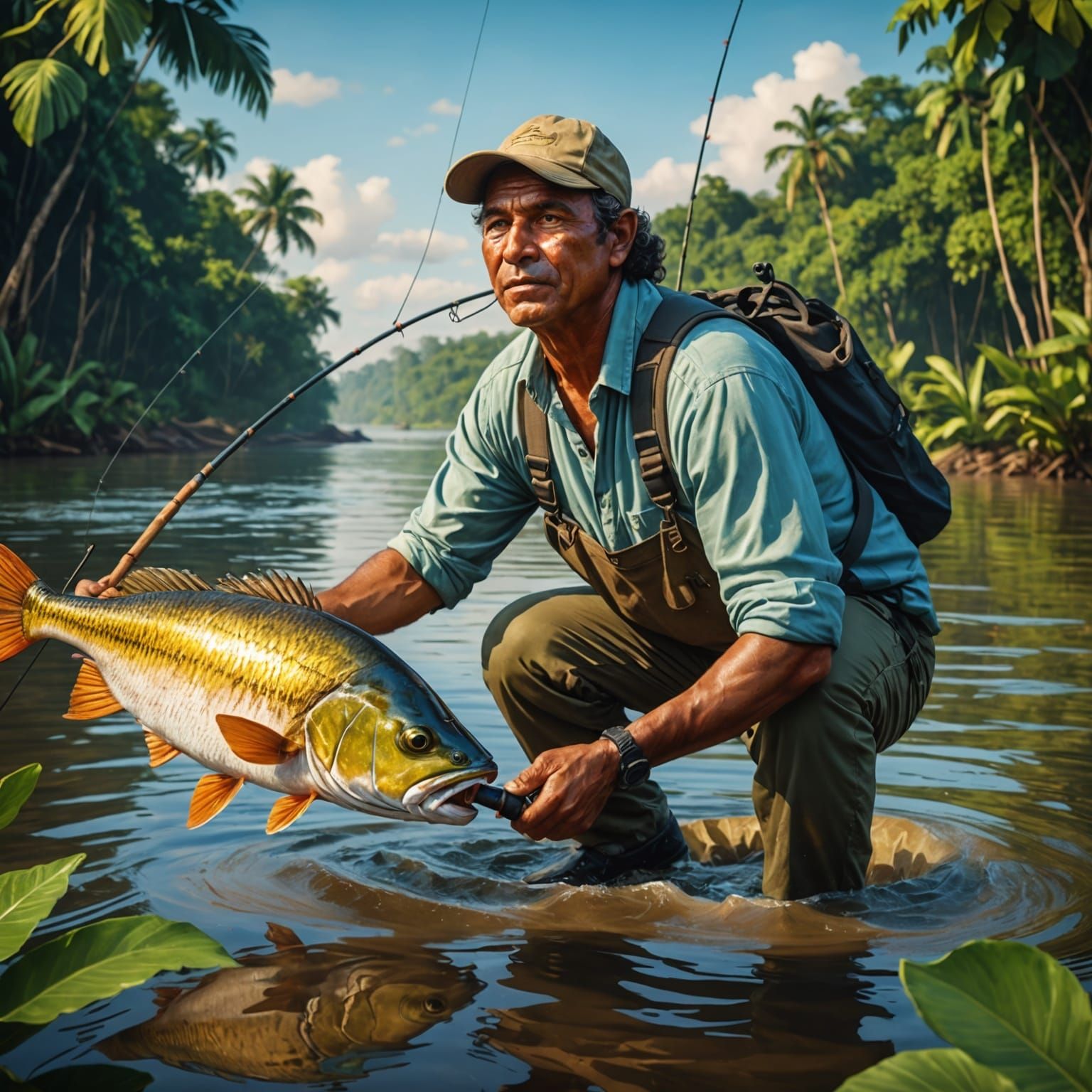 Harpy Eagle Fishing in the Amazon: Splash Art