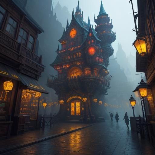 Vibrant Fantasy Magic Shop Exterior in Stunning Detail