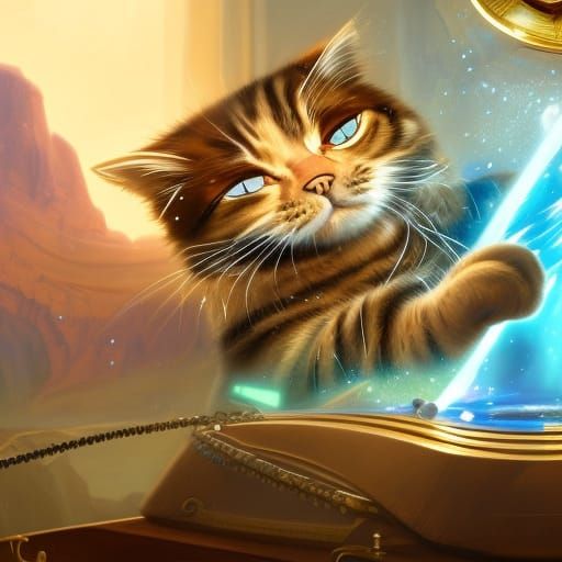 Jeweler's Cat Examines a Large Diamond