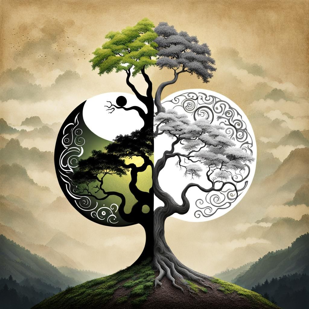 Yin Yang Tree Conceptual AI Art