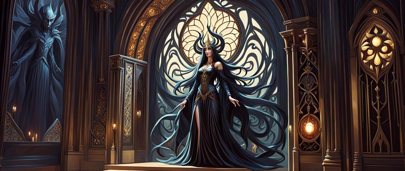 Strikingly Handsome God of Madness in Art Nouveau Style