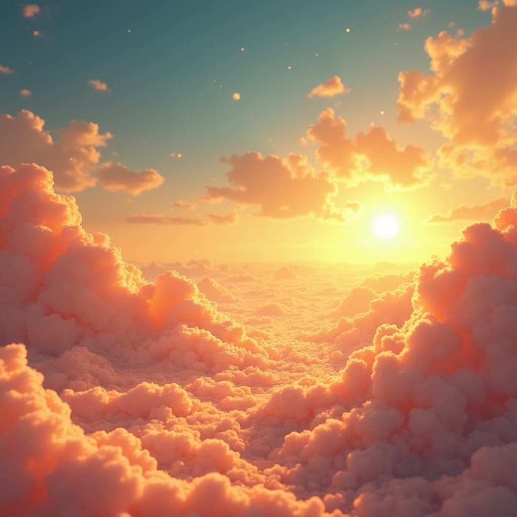 Sunny Spacecore Smiles in Dreamlike Landscape