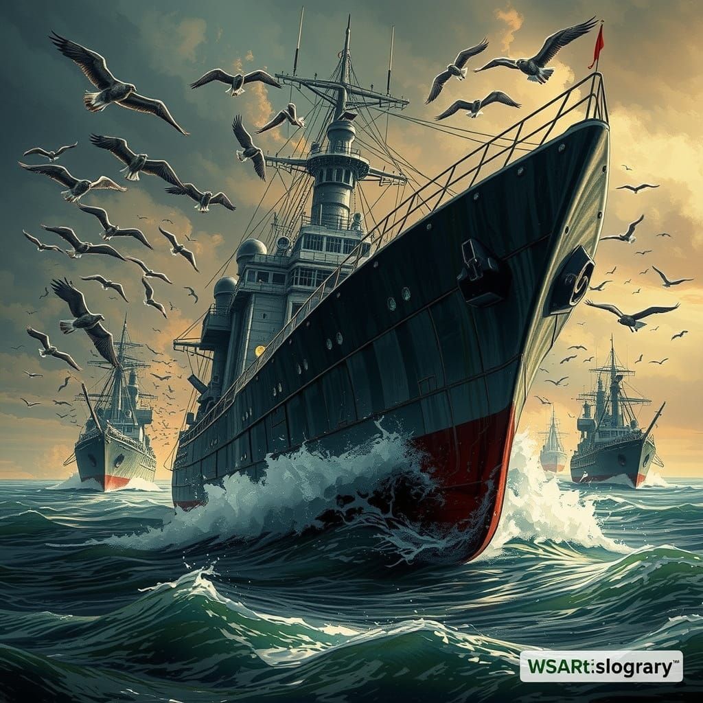 Frenzied Flock Descends on a Doomed Armada in a Foreboding A...