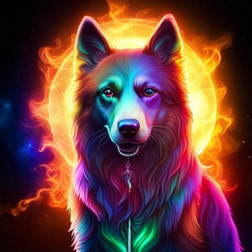 Cosmic Energy Border Collie Glass Statue