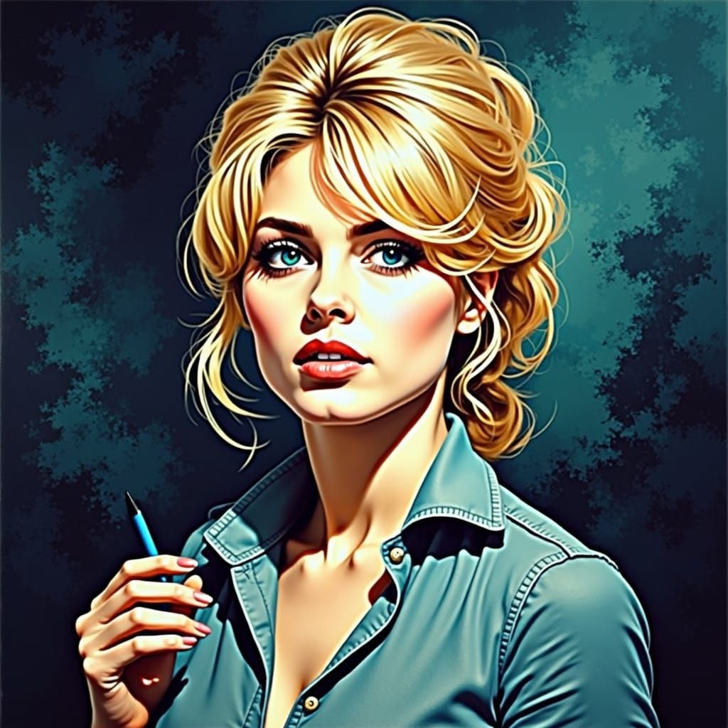 Brigitte Bardot Portrait in Film Noir Romanticism
