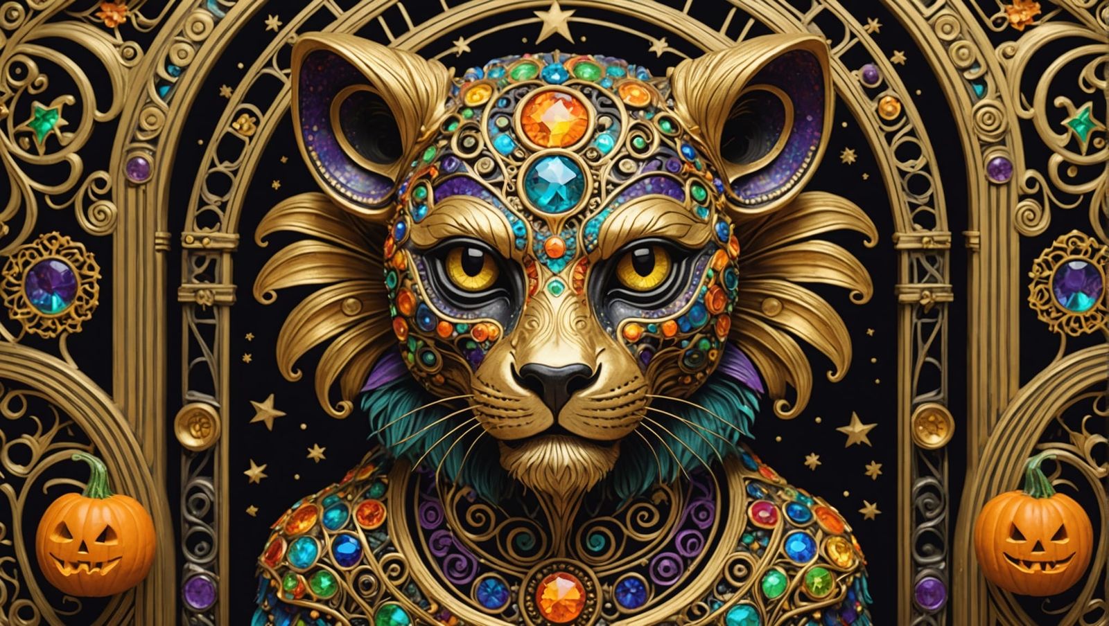 Halloween Calavera Alien in Klimt Style