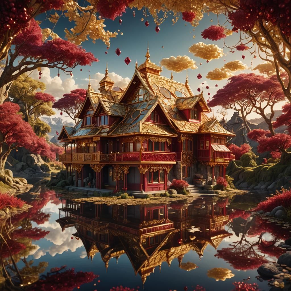 Opulent Mirrored Bungalow with Ruby Roof