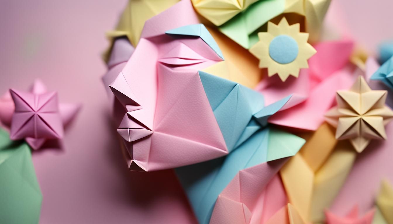 Delicate Origami Papercraft with Pastel Folds