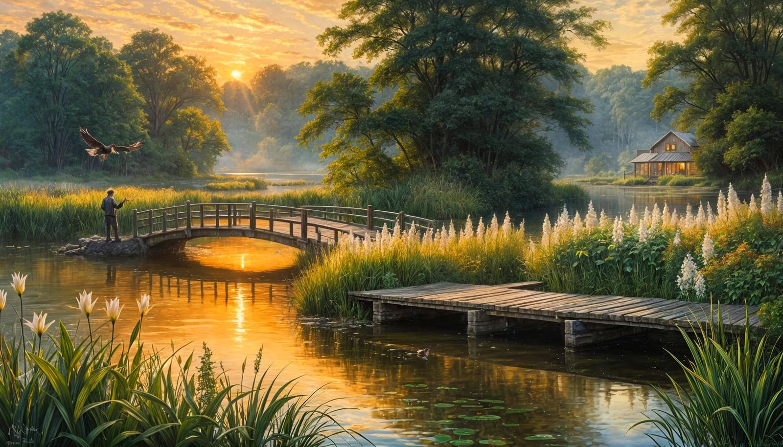 Pennsylvania Pond at Sunset: A Detailed Matte Painting