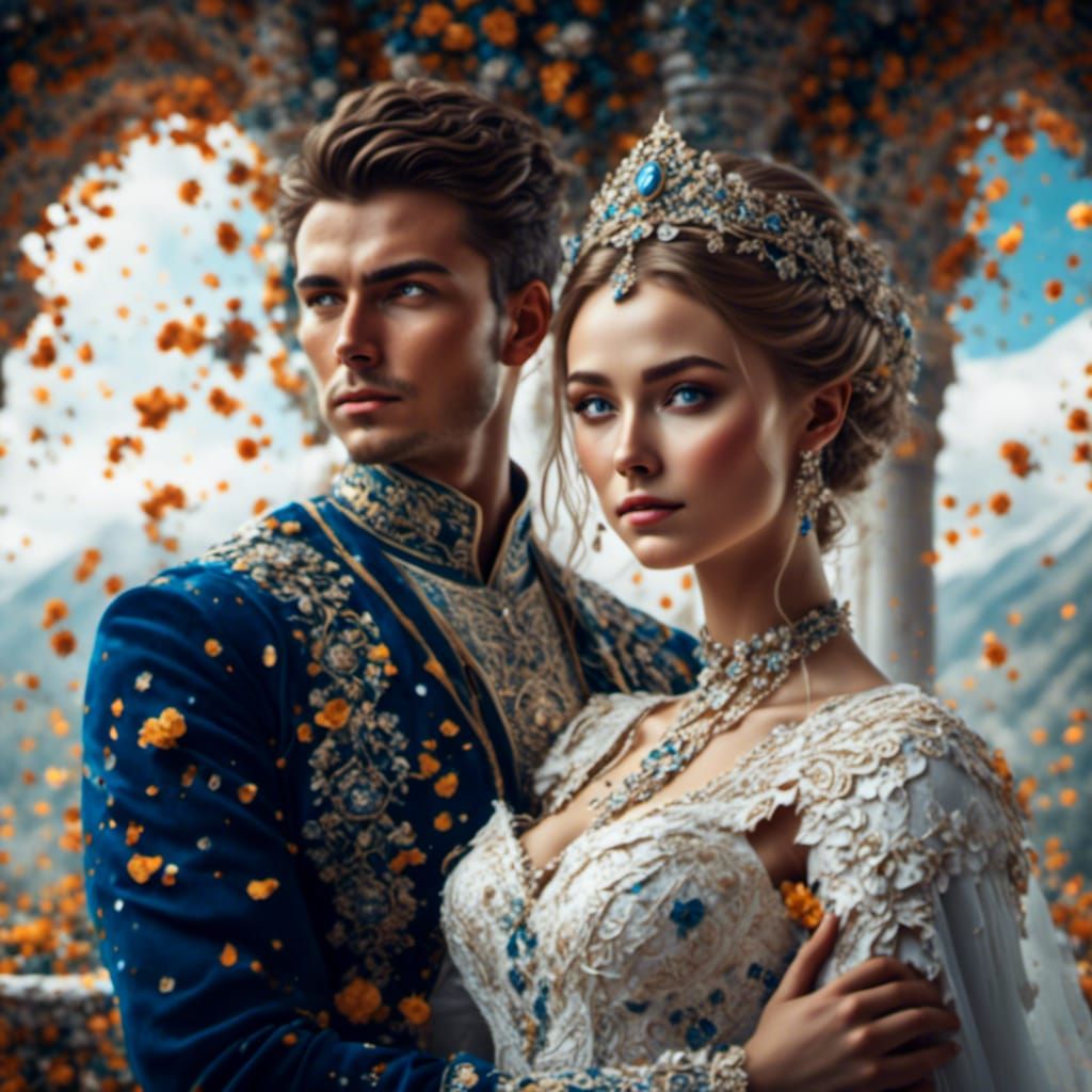 Beautiful Bride and Groom Portrait in Fantasy Style