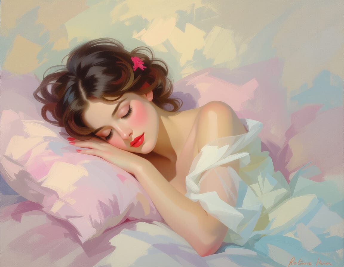Dreamy Slumber: Impressionist Rococo Painting