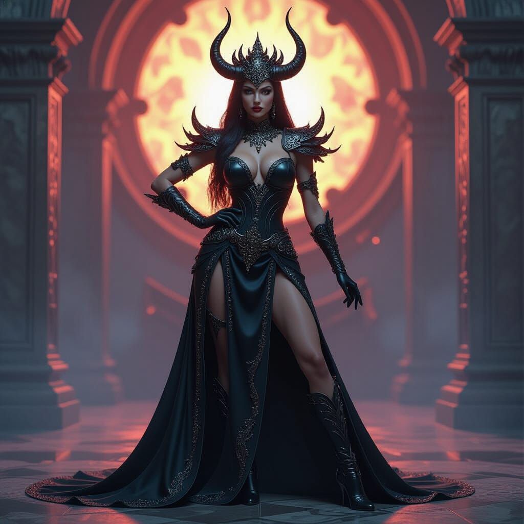 Obsidian Demon Queen in Hyperrealistic Style