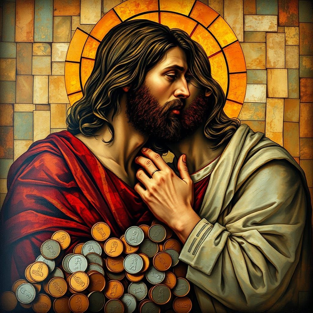 Judas' Kiss: Stained Glass Double Exposure Portrait