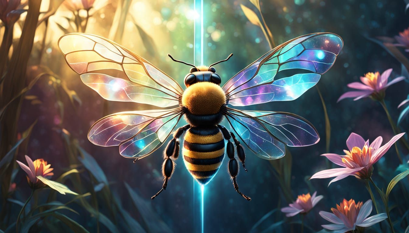 Prismatic Crystal Bee Wings in Fantasy Art Style